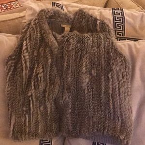 White and Warren rabbit fur vest